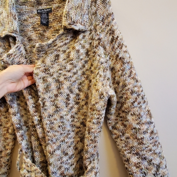 Alexandra Bartlett petit large cardigan sweater with self belt with collar - Picture 9 of 15